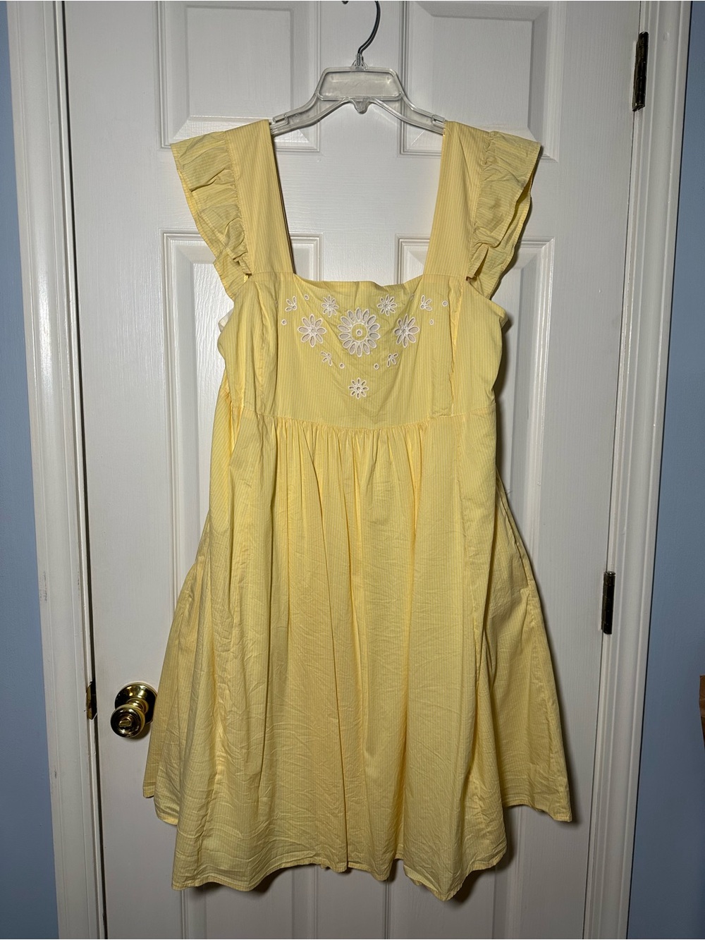Draper James Yellow Sleeveless Floral Embroidered Sundress
